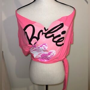 Upcycled Pink Wrap Barbie Graphic T Shirt